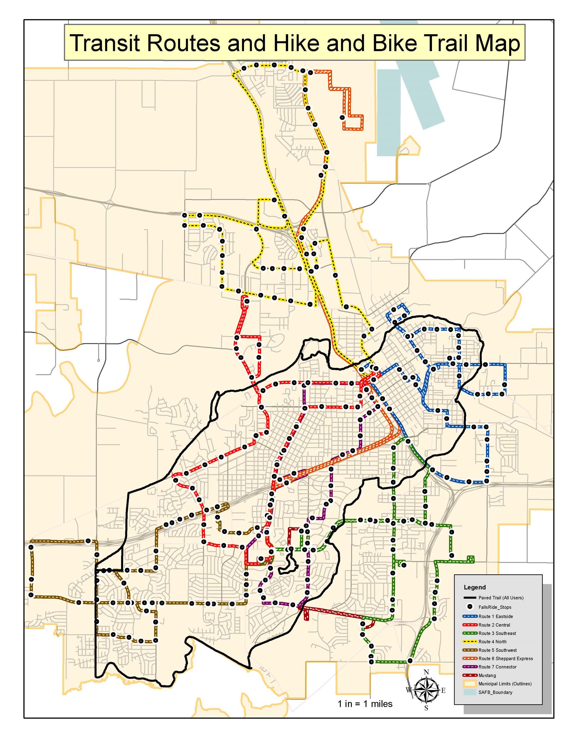 Hike and Bike with Transit Route Map