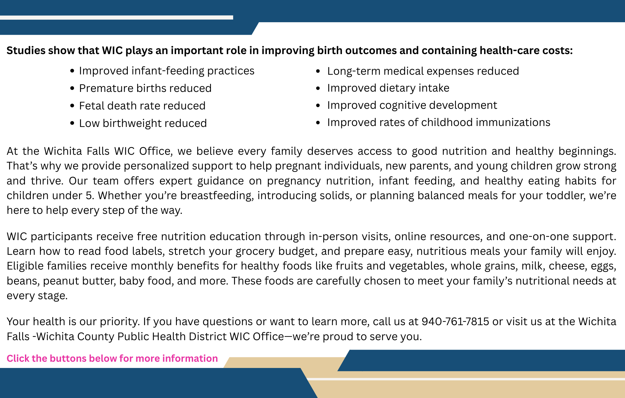 Health and Nutrition Text Box