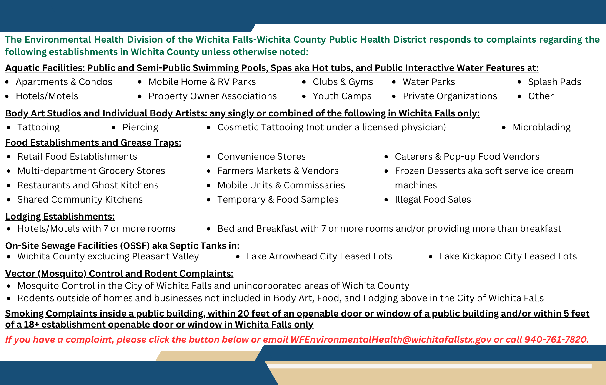 Environmental Health Complaints Text Box