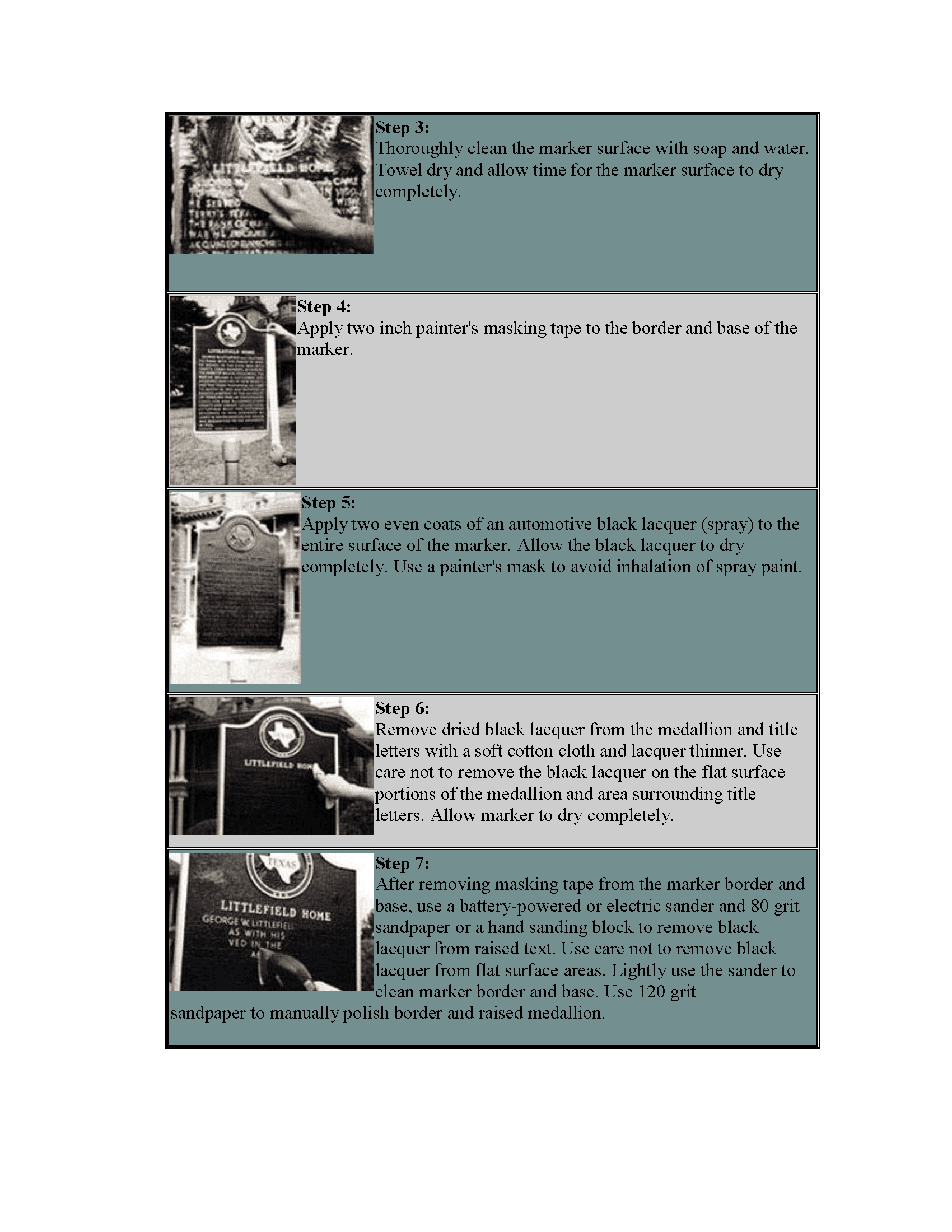 10-Step Refinishing Guide-Texas Historical Markers_THCInfoSheet_Page_2